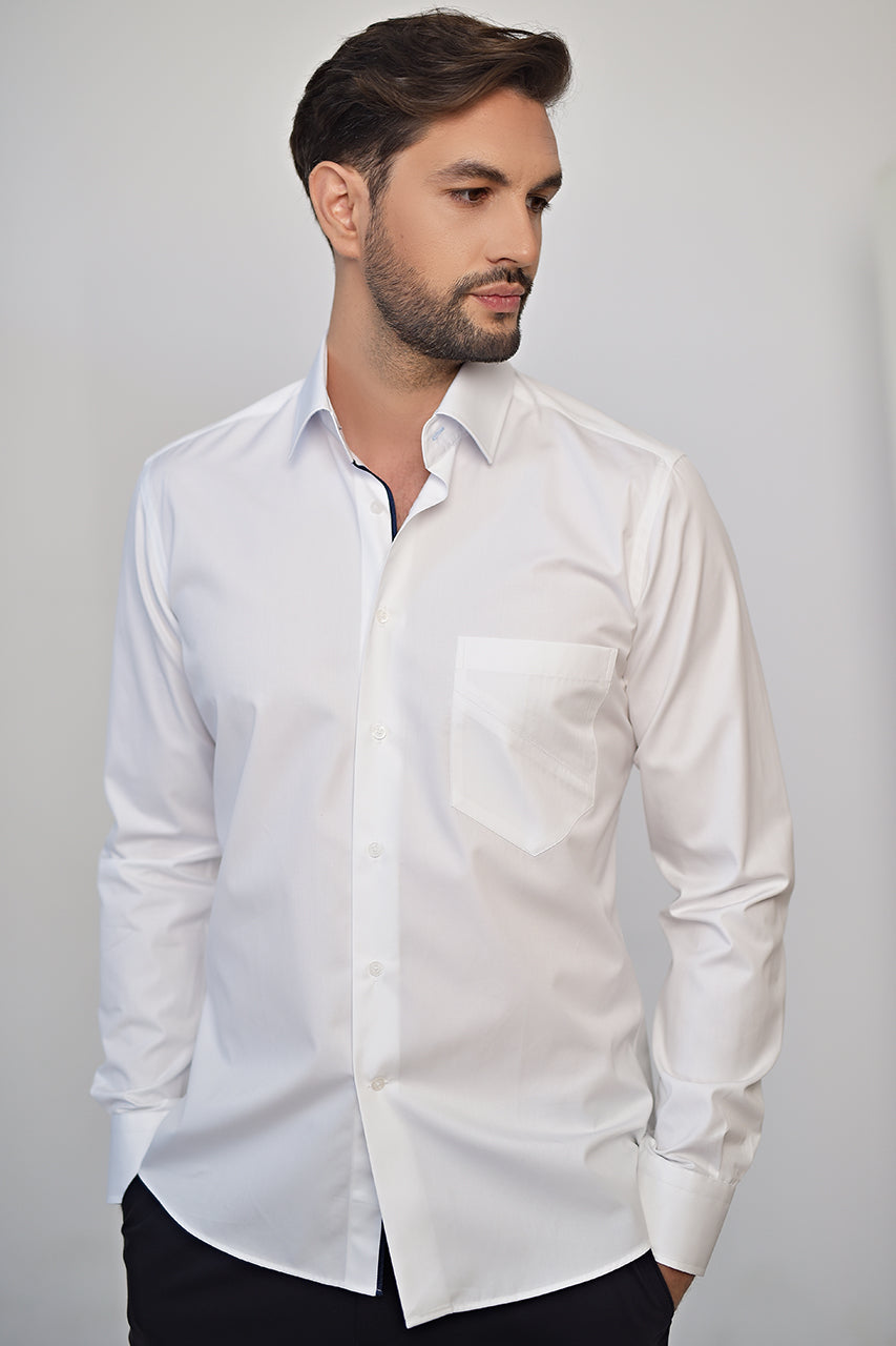 Crisp cotton white smart classic shirt & active temp control
