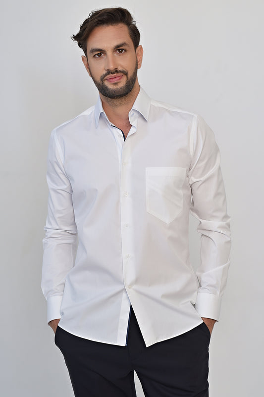 Crisp cotton white smart classic shirt & active temp control