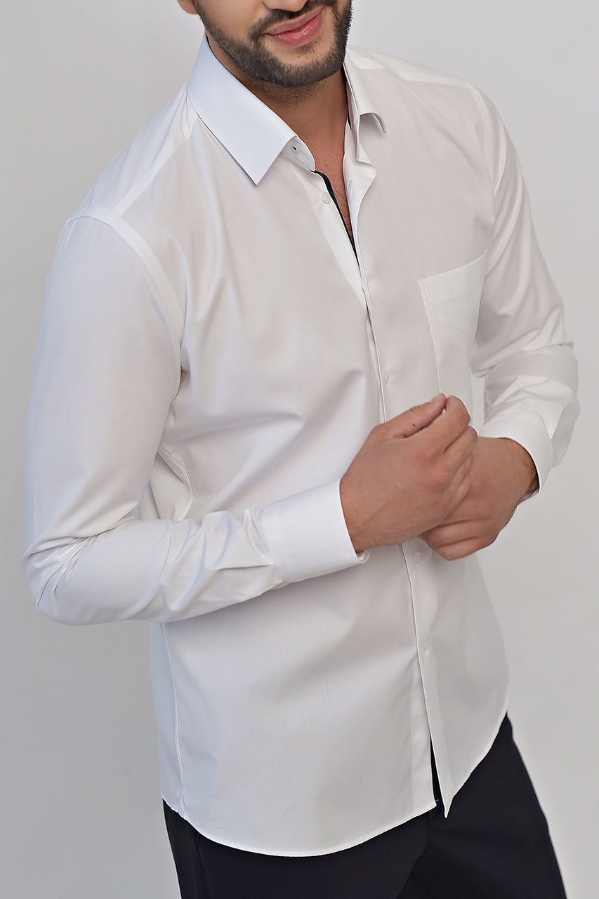 Crisp cotton white smart classic shirt & active temp control