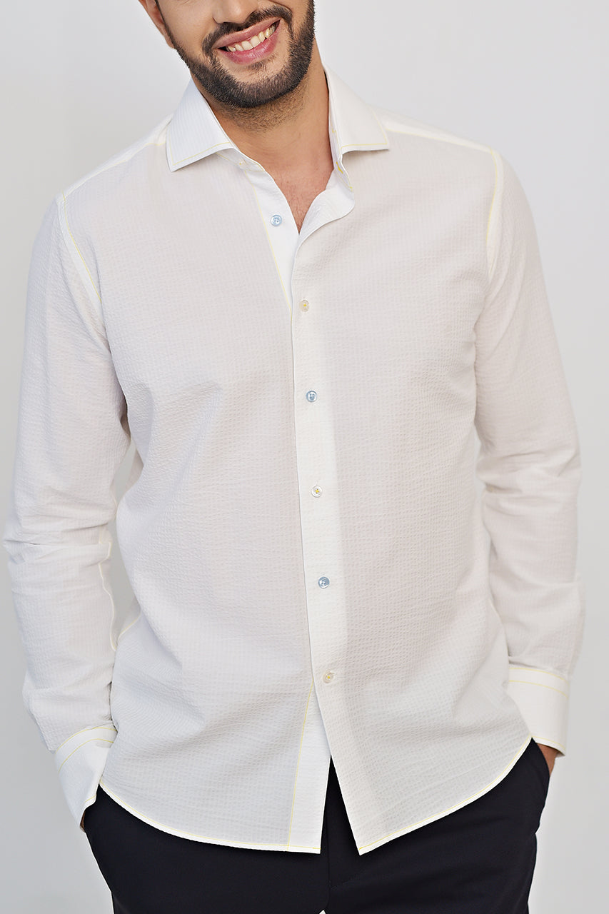 Seersucker summer white shirt