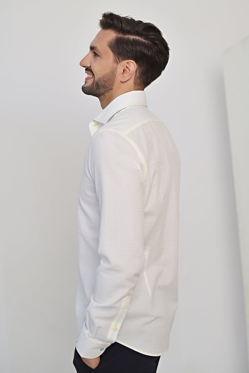 Seersucker summer white shirt