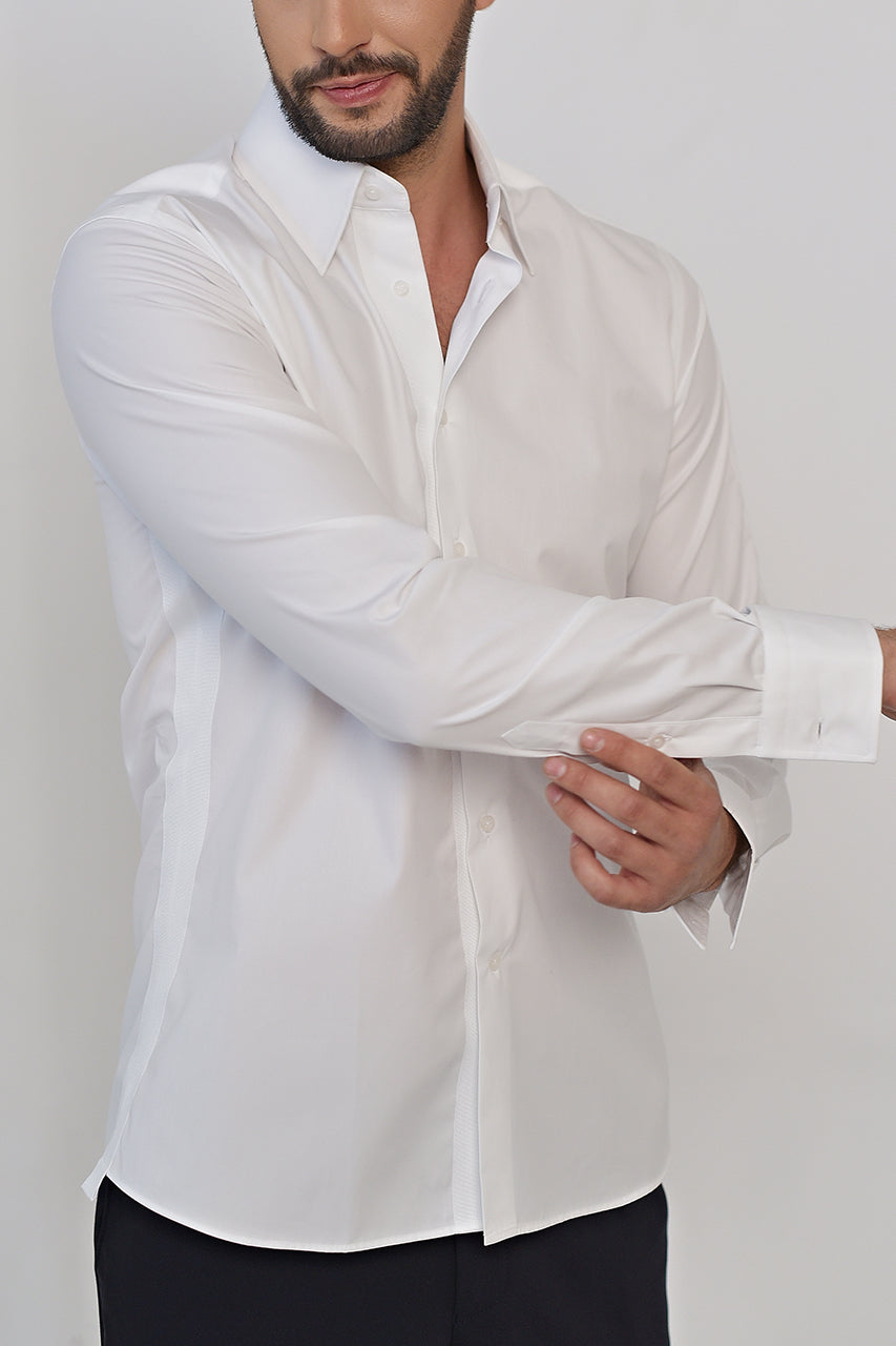 White smart casual cotton shirt & active temp control