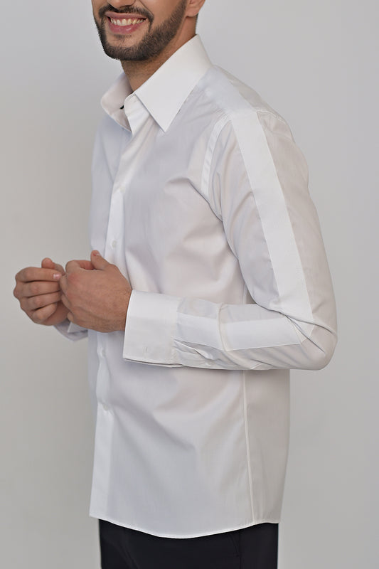 White smart casual cotton shirt & active temp control