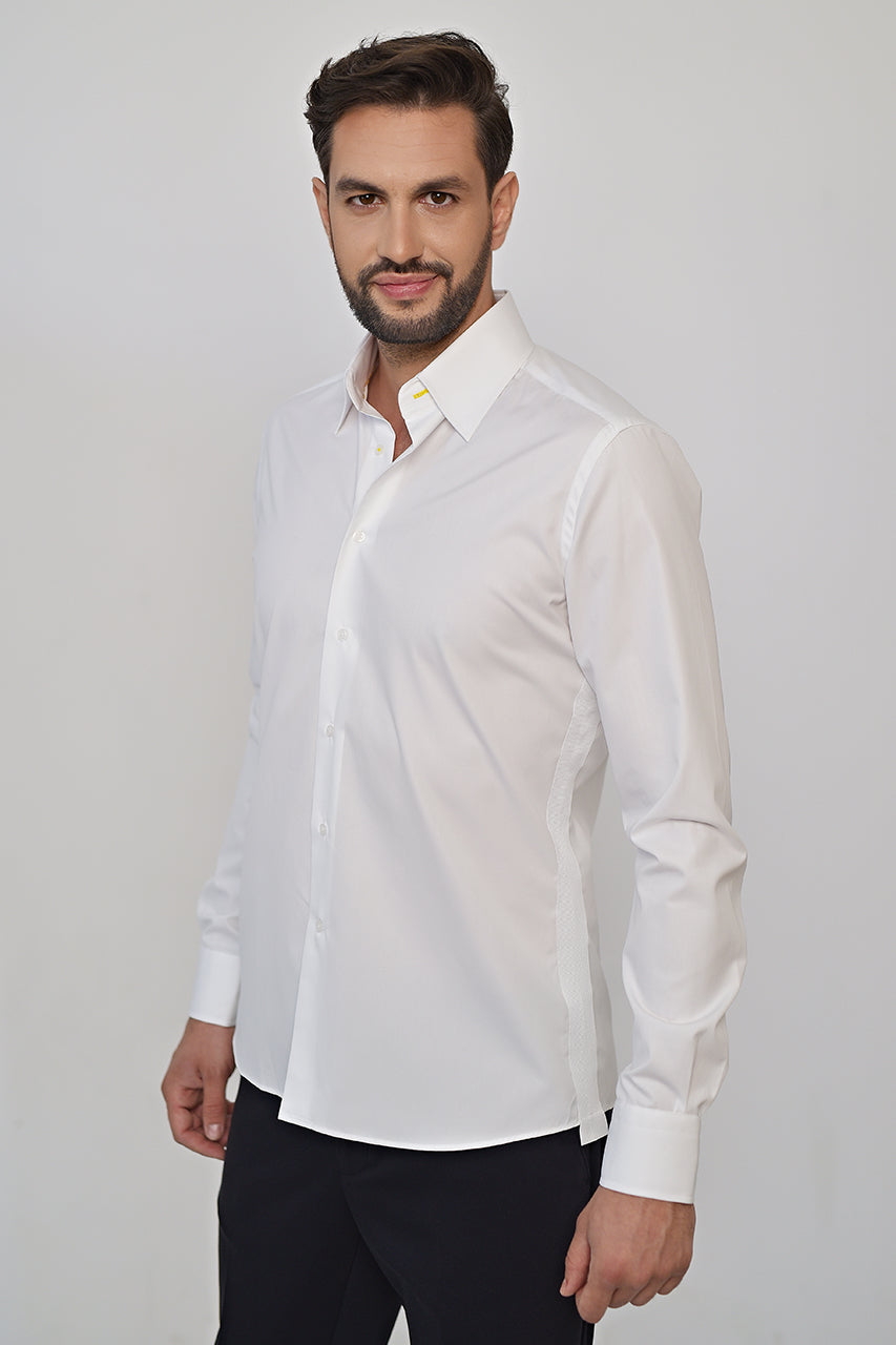 Cotton smart casual white shirt & active temp control