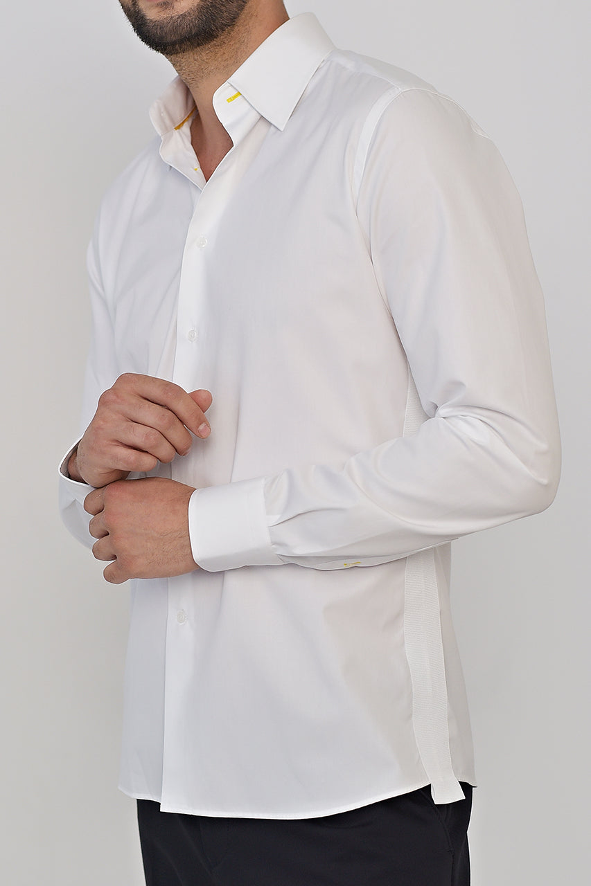 Cotton smart casual white shirt & active temp control