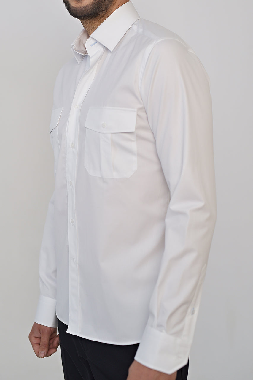 Workware white cotton casual shirt with pockets & active temp control