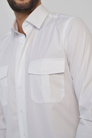 Workware white cotton casual shirt with pockets & active temp control