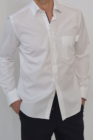 White cotton casual shirt with detail & active temp control