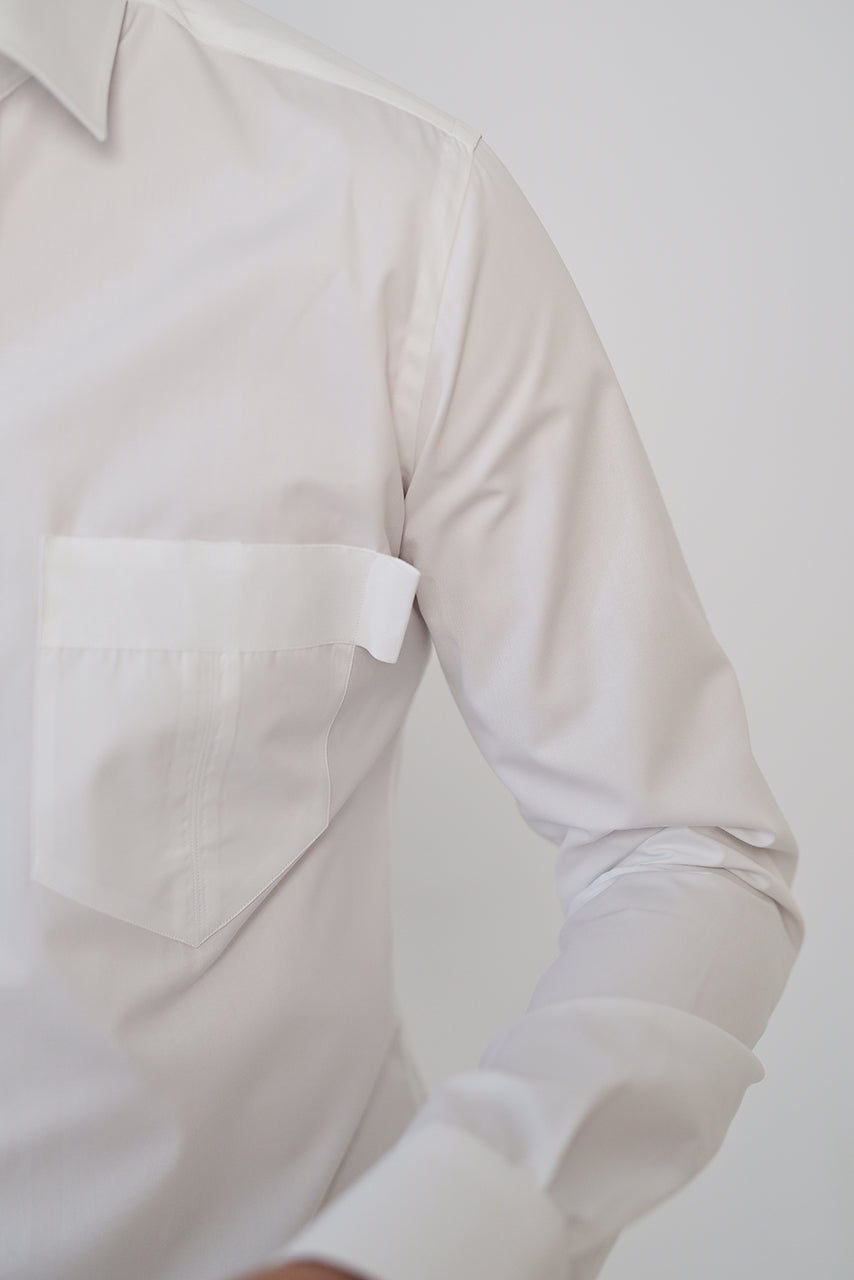 White cotton casual shirt with detail & active temp control