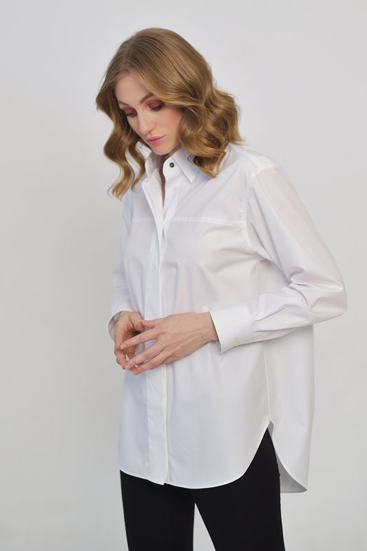 Boyfriend long sleeve white cotton shirt & active temp control