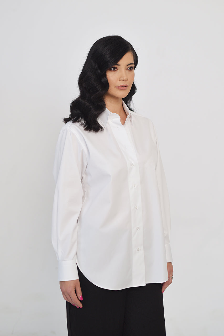 Regular fit long sleeve white poplin shirt & active temp control