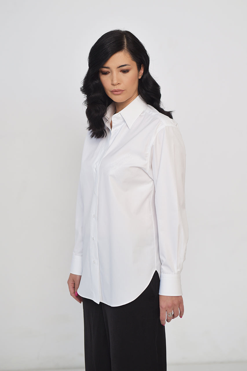 Regular fit long sleeve white poplin shirt & active temp control