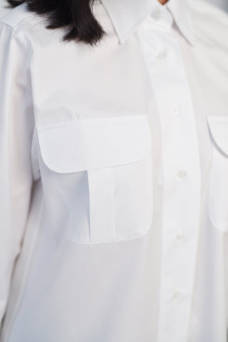 Boyfriend cotton white shirt with pockets & active temp control