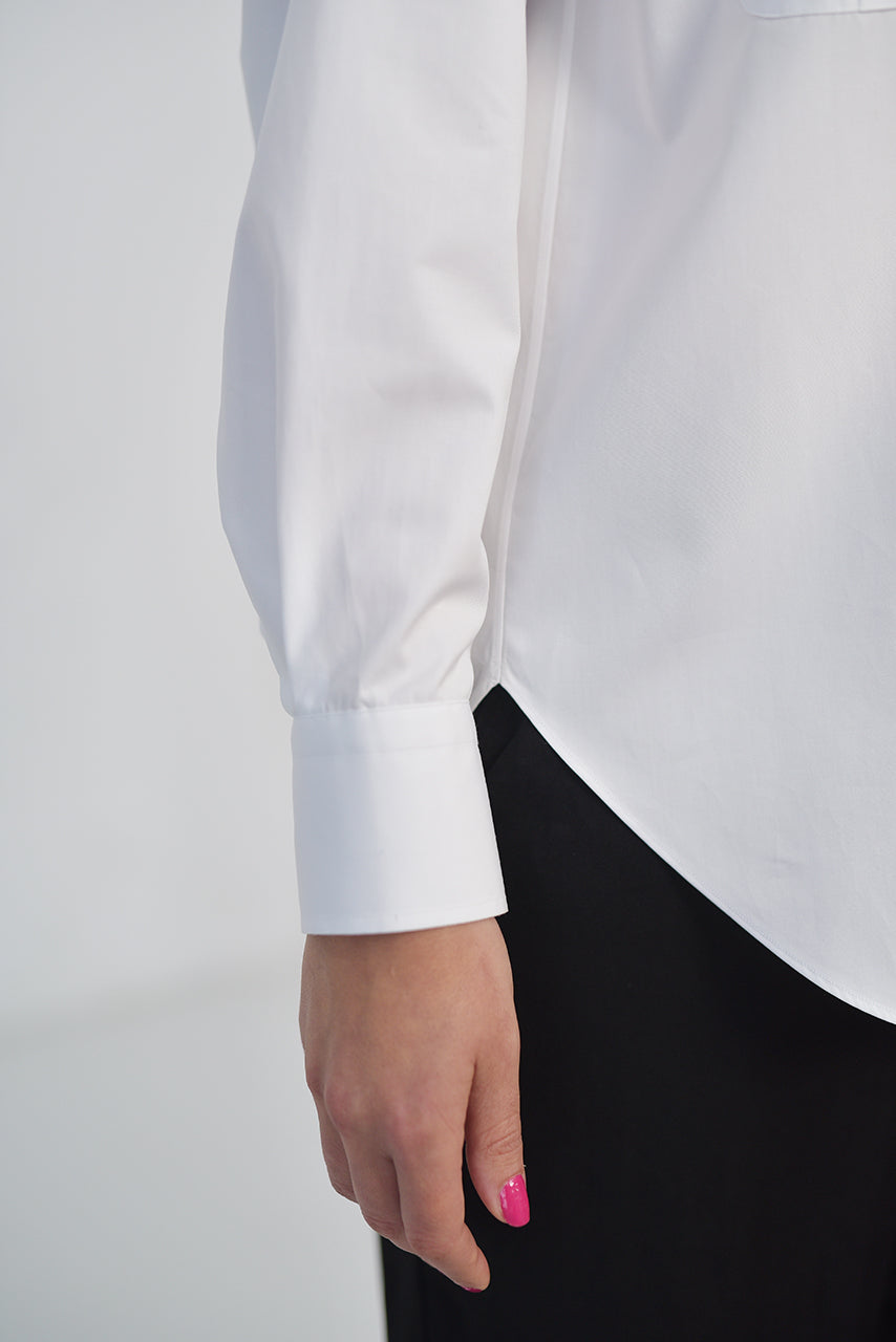 Boyfriend cotton white shirt with pockets & active temp control