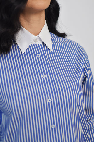 Winchester blue and white striped long sleeve cotton shirt