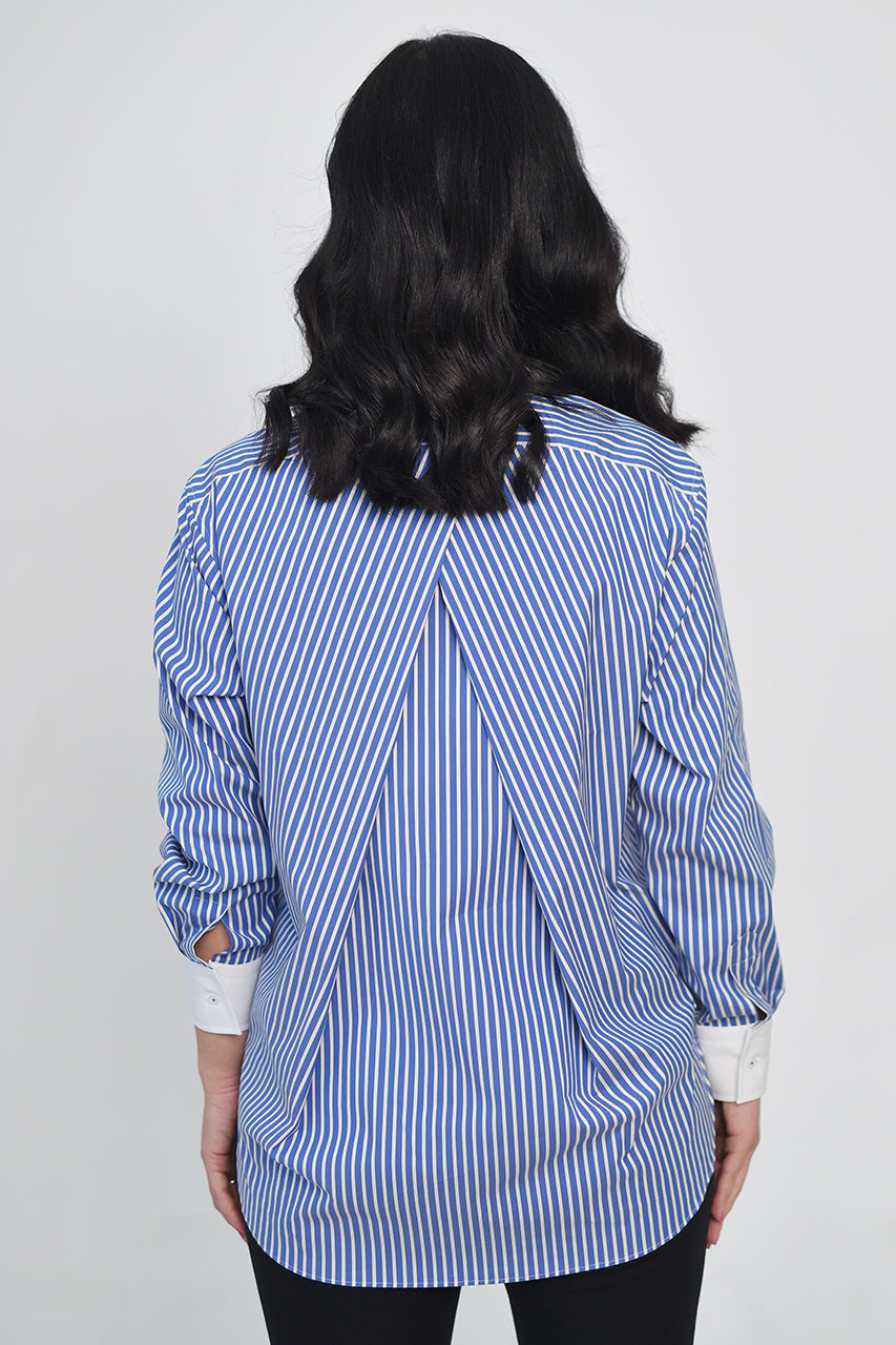 Winchester blue and white striped long sleeve cotton shirt